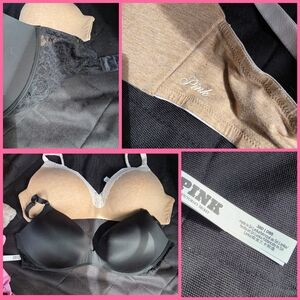 PINK Victoria's Secret Black & Nude Lightly Lined T-Shirt Bra